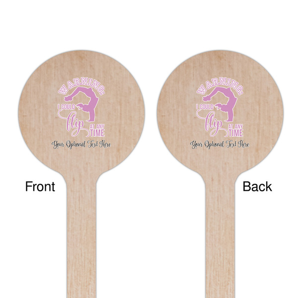 Gymnastics with Name/Text Wooden 6" Stir Stick - Round - Double Sided - Front & Back