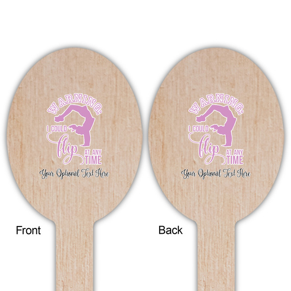 Gymnastics with Name/Text Wooden Food Pick - Oval - Double Sided - Front & Back