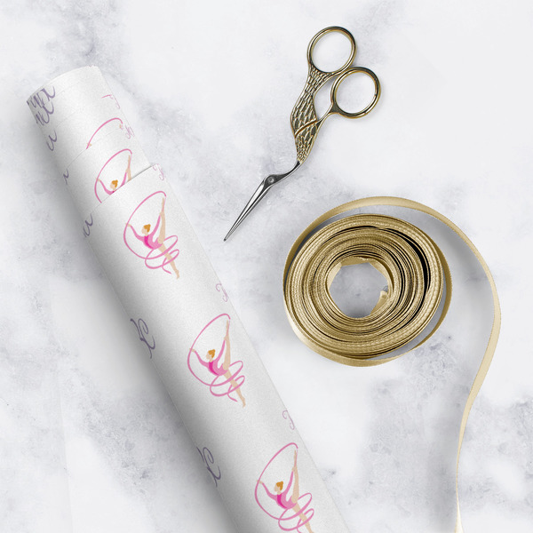 Gymnastics with Name/Text Wrapping Paper Roll - Matte - In Context
