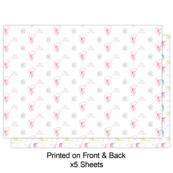 Gymnastics with Name/Text Wrapping Paper Sheet - Double Sided - Front