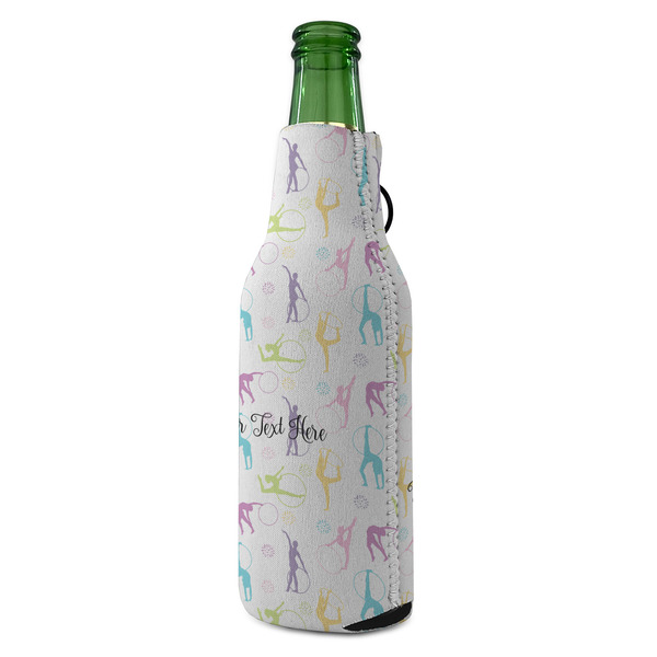 Gymnastics with Name/Text Zipper Bottle Cooler - ANGLE (bottle)