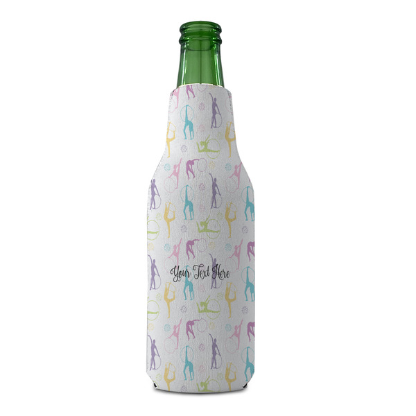 Gymnastics with Name/Text Zipper Bottle Cooler - FRONT (bottle)