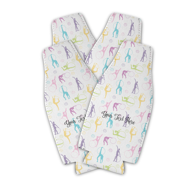 Custom Gymnastics with Name/Text Zipper Bottle Cooler - Set of 4