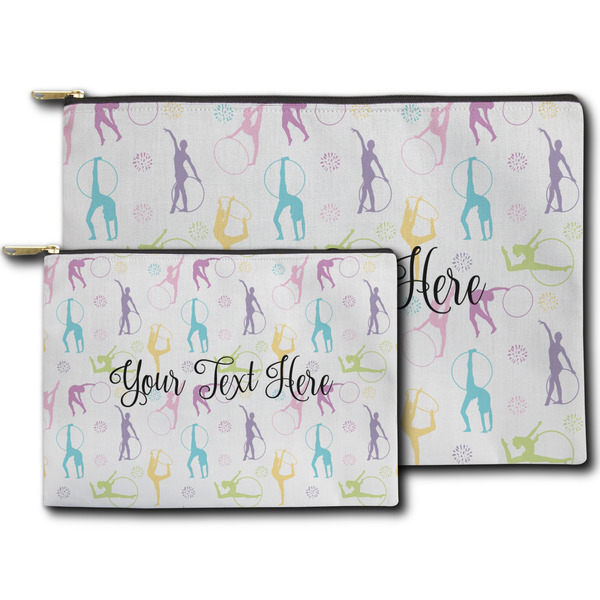 Gymnastics with Name/Text Zippered Pouches - Size Comparison