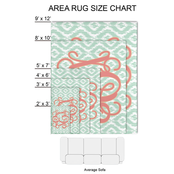 Monogram 2'x3' Indoor Area Rugs - Size Chart