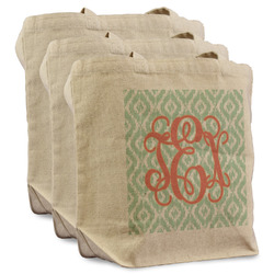 Monogram Reusable Cotton Grocery Bags - Set of 3