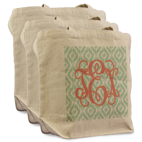 Custom Monogram Reusable Cotton Grocery Bags - Set of 3