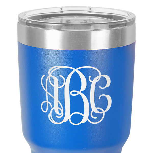 Monogram 30 oz Stainless Steel Ringneck Tumbler - Blue - Close Up