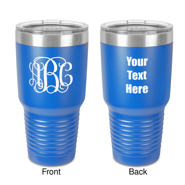 Custom Monogram 30 oz Stainless Steel Tumbler - Royal Blue - Double-Sided