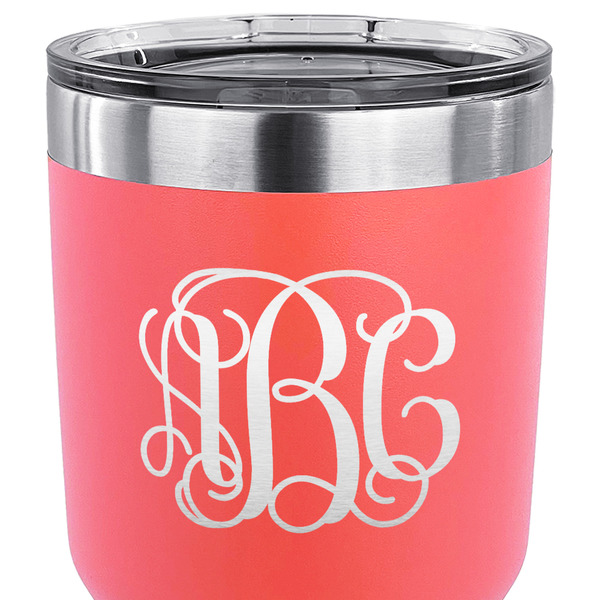 Monogram 30 oz Stainless Steel Ringneck Tumbler - Coral - CLOSE UP