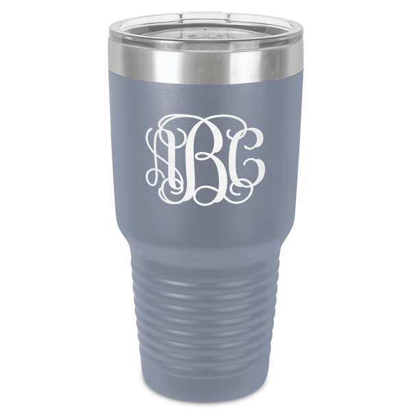 Custom Monogram 30 oz Stainless Steel Tumbler - Grey - Single-Sided