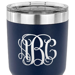 Monogram 30 oz Stainless Steel Tumbler - Navy - Double-Sided