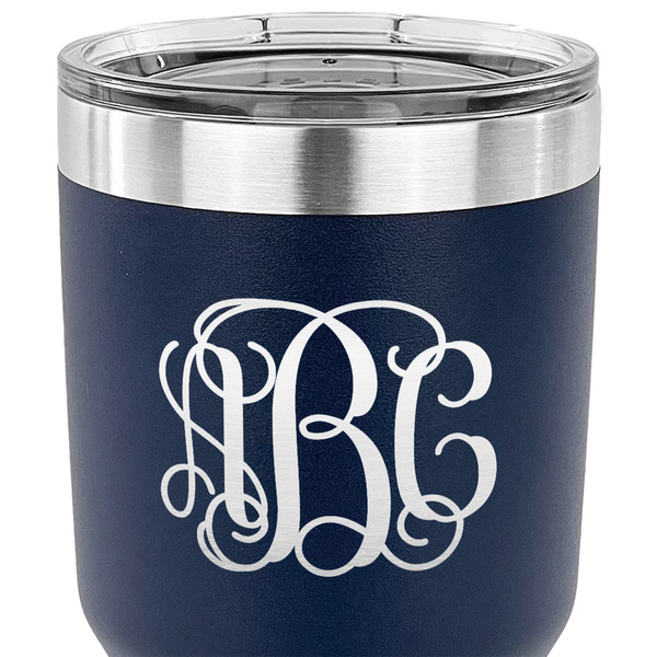 Monogram 30 oz Stainless Steel Ringneck Tumbler - Navy - CLOSE UP