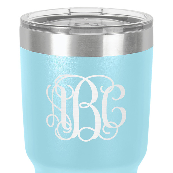 Monogram 30 oz Stainless Steel Ringneck Tumbler - Teal - Close Up