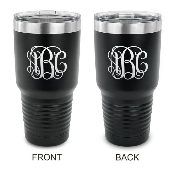 Custom Monogram 30 oz Stainless Steel Tumbler - Black - Double-Sided