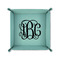 Monogram 6" x 6" Teal Leatherette Snap Up Tray - FOLDED UP