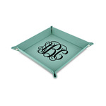 Monogram Faux Leather Valet Tray - 6" x 6" - Teal