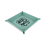 Monogram Faux Leather Dice Tray - 6" x 6" - Teal