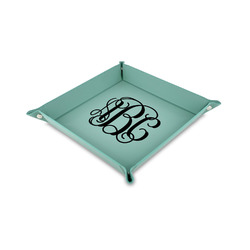 Monogram 6" x 6" Teal Faux Leather Valet Tray