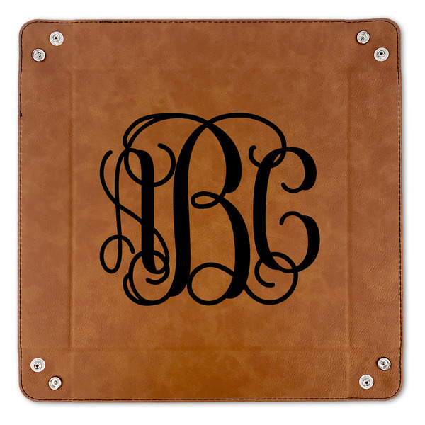 Monogram 9" x 9" Leatherette Snap Up Tray - APPROVAL (FLAT)