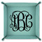 Monogram 9" x 9" Teal Leatherette Snap Up Tray - FOLDED