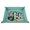 Monogram 9" x 9" Teal Leatherette Snap Up Tray - STYLED