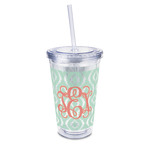 Monogram 16 oz Double Wall Acrylic Tumbler with Lid & Straw - Full Print