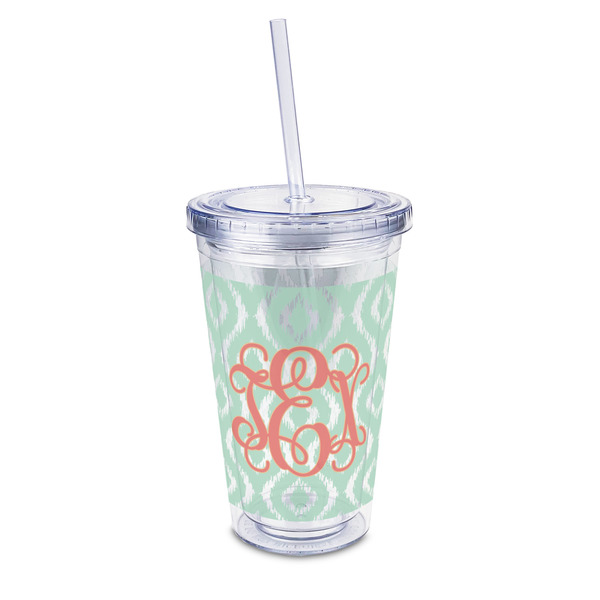 Custom Monogram 16 oz Double Wall Acrylic Tumbler with Lid & Straw - Full Print