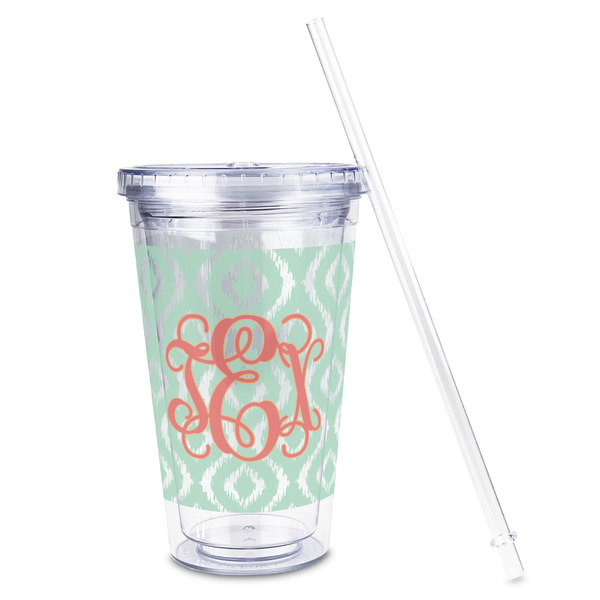 Monogram Acrylic Tumbler - Full Print - Front straw out