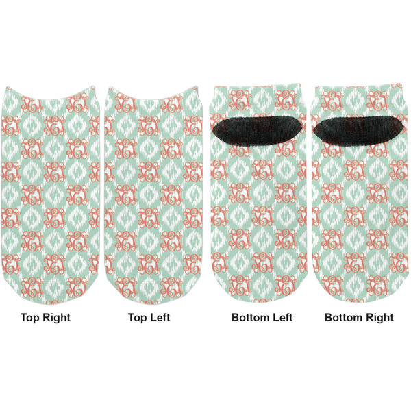 Monogram Adult Ankle Socks - Double Pair - Front and Back - Apvl