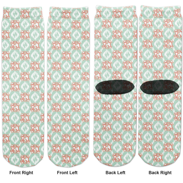 Monogram Adult Crew Socks - Double Pair - Front and Back - Apvl