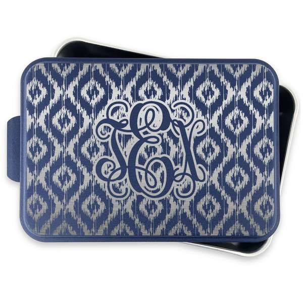 Monogram Aluminum Baking Pan - Navy Lid - FRONT w/lid off