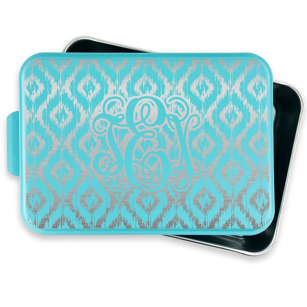 Monogram Aluminum Baking Pan - Teal Lid - FRONT w/ lid off