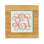 Monogram Bamboo Trivet with Ceramic Tile Insert