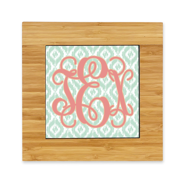 Custom Monogram Bamboo Trivet with Ceramic Tile Insert