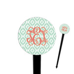 Monogram 4" Round Plastic Food Picks - Black - Single-Sided