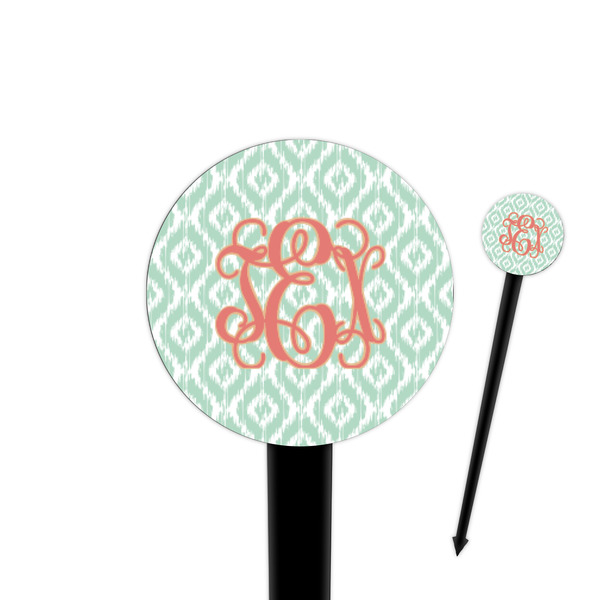 Custom Monogram 4" Round Plastic Food Picks - Black - Single-Sided