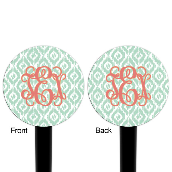 Monogram Black Plastic 4" Food Pick - Round - Double Sided - Front & Back