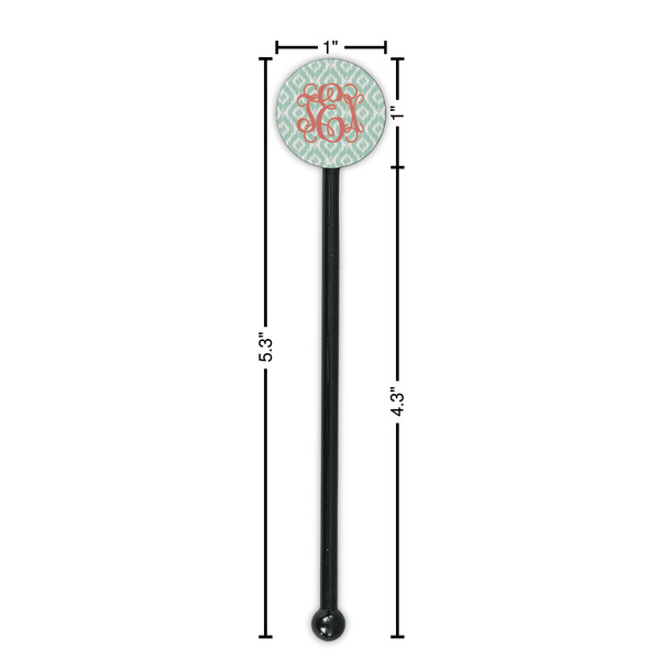 Monogram Black Plastic 5.5" Stir Stick - Round - Dimensions