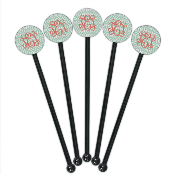 Monogram Black Plastic 5.5" Stir Stick - Round - Fan View