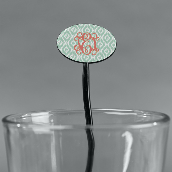 Monogram Black Plastic 7" Stir Stick - Oval - Main