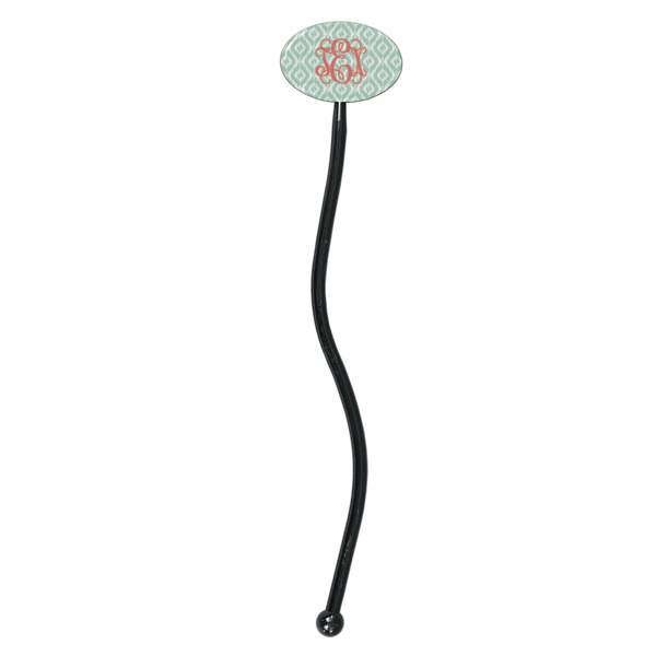 Monogram Black Plastic 7" Stir Stick - Oval - Single Stick