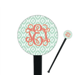Monogram 7" Round Plastic Stir Sticks - Black - Single-Sided
