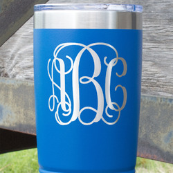 Monogram 20 oz Stainless Steel Tumbler - Royal Blue - Single-Sided