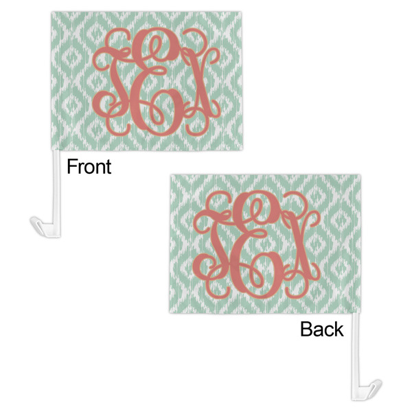 Monogram Car Flag - 11" x 8" - Front & Back View