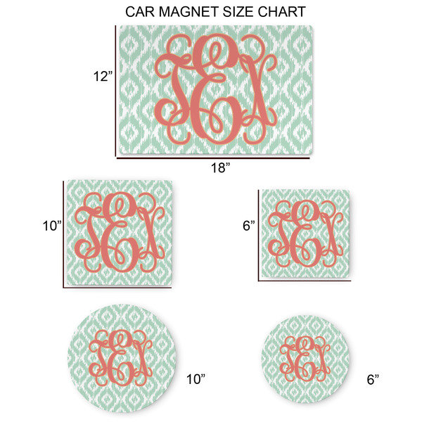 Monogram Car Magnets - SIZE CHART