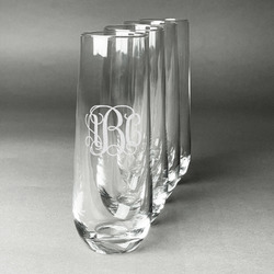 Monogram Champagne Flute - Stemless - Laser Engraved - Set of 4