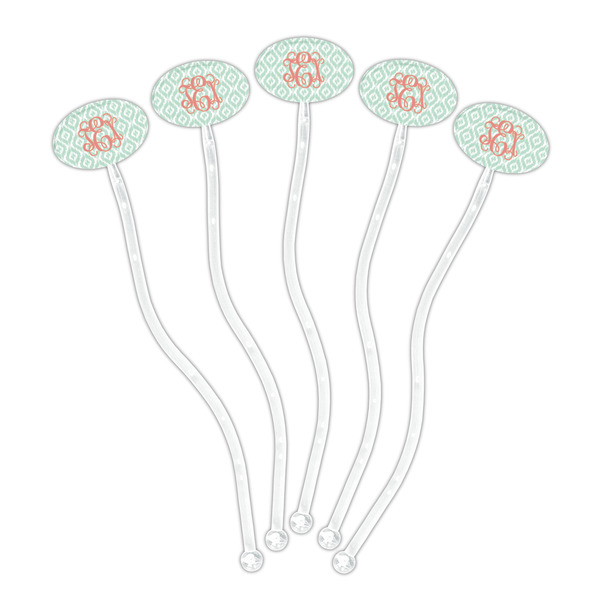Monogram Clear Plastic 7" Stir Stick - Oval - Fan