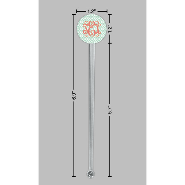 Monogram Clear Plastic 7" Stir Stick - Round - Dimensions