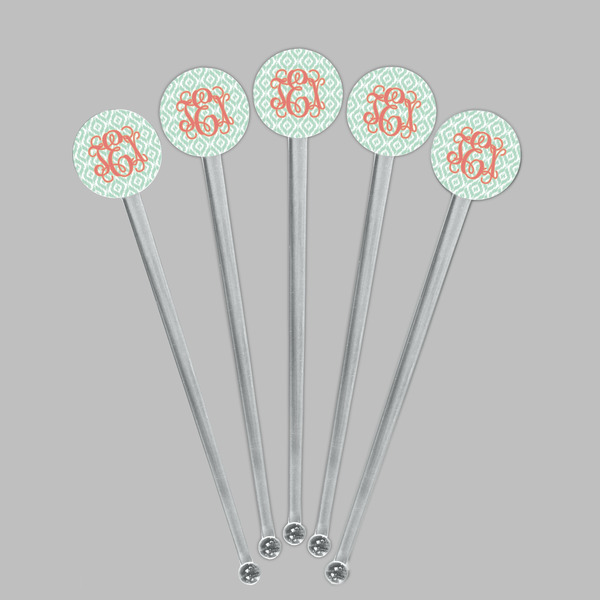 Monogram Clear Plastic 7" Stir Stick - Round - Fan View